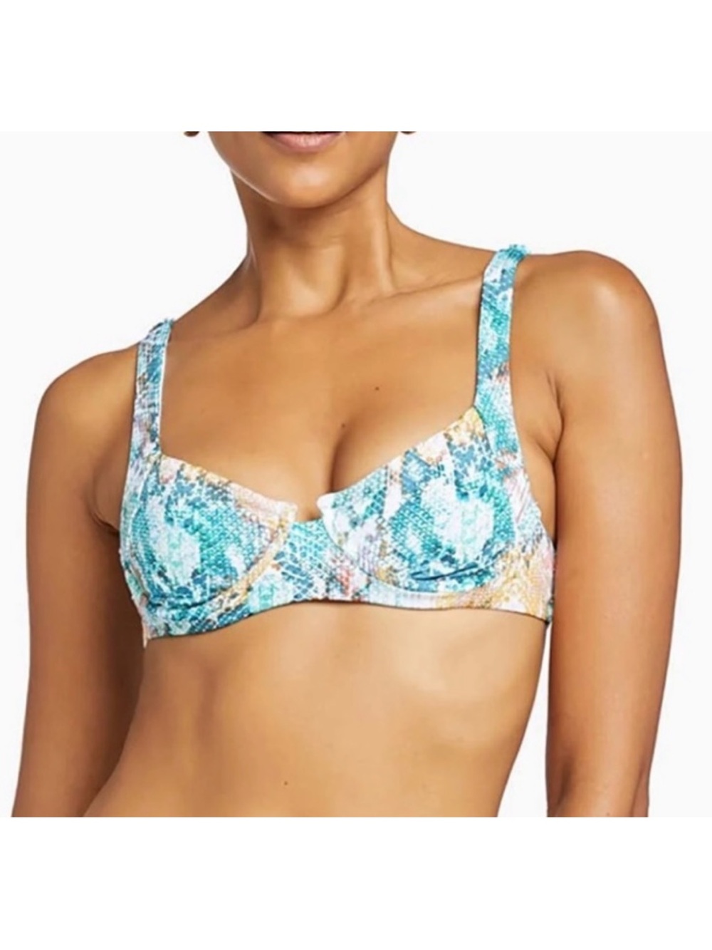 Vitamin A Bermuda Demi Underwire Bikini Top Snake Reptile Print Size Small/6